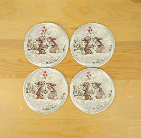 Zestaw serwetek zimowych pod filiżankę średnica 11 cm - SW235