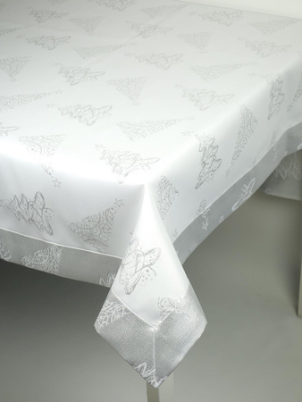 Świąteczny obrus Choinka 3401 srebrna - mankiet