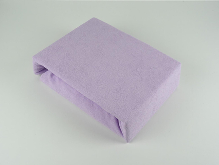 Prześcieradło frotte z gumką - fioletowe, Prostokąt 120 x 200 cm
