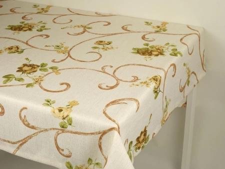 Obrus kolorowy natura Róża brązowa - podszyty