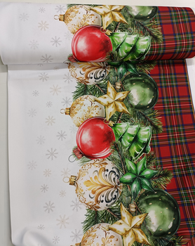 Tkanina obrusowa świąteczna "Bombki choinkowe"