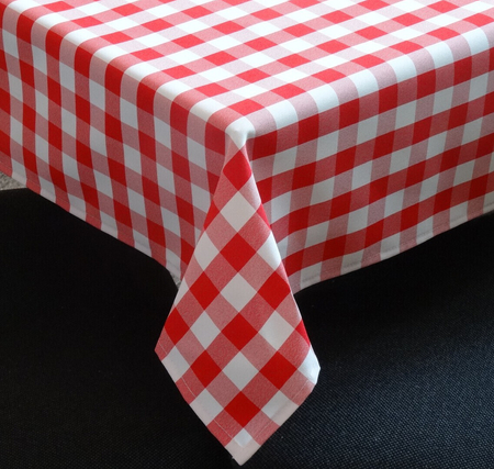 Obrus "Kratka 2x2" czerwony - podszyty