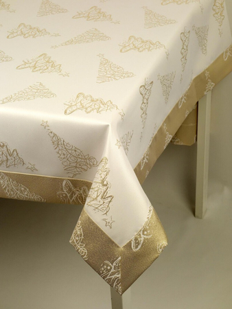 Świąteczny obrus Choinka 3401 złota - mankiet