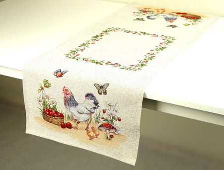 Bieżnik gobelinowy 40x100 - "Kurnik"