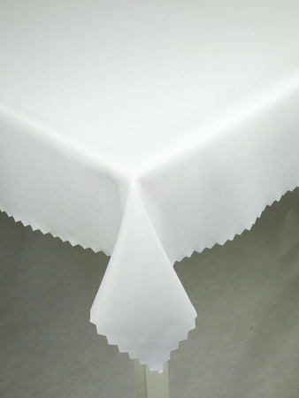 Obrus "Len" biały - ząbek