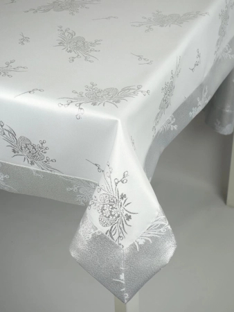 Wielkanocny obrus Pisanka W04 srebrny - mankiet