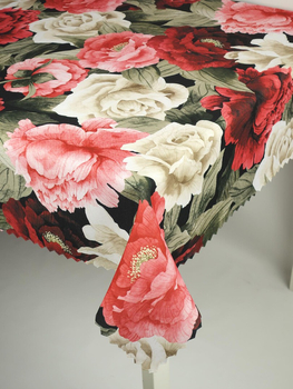 Obrus "Kwiaty 22" - ząbek, prostokąt 90x155 cm