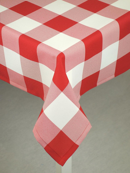 Obrus w kratkę 7x7 cm czerwony - podszyty