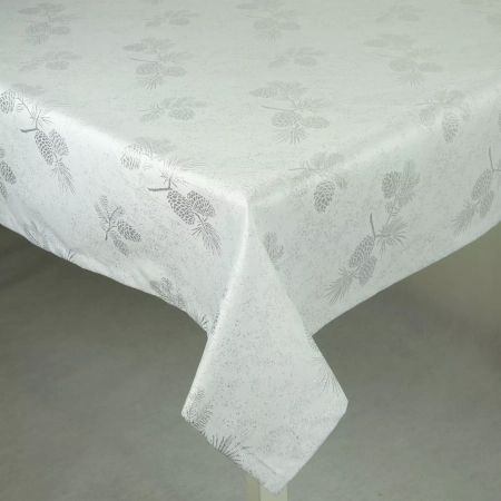 Obrus świąteczny Srebrne szyszki - podszyty