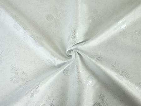 Tkanina obrusowa zimowa "Szyszki" srebrna