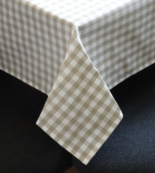 Obrus w kratkę 1x1 cm beżowy - podszyty