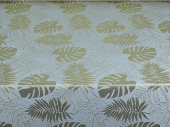 Tkanina obrusowa "Monstera" - złota