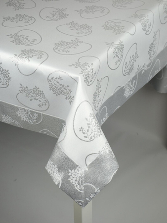 Wielkanocny obrus pisanka W02 srebrny - mankiet, Kwadrat 110 x 110 cm