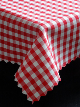 Obrus "Kratka" czerwony - ząbek