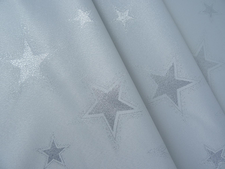 Świąteczna tkanina obrusowa "Gwiazdka klasyczna" - srebrna