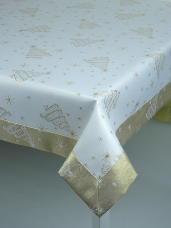Świąteczny obrus "Choinka 2174" złoty  - mankiet